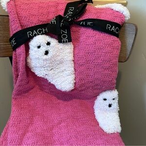 NEW Pink Ghost Throw Blanket 50” x 60”